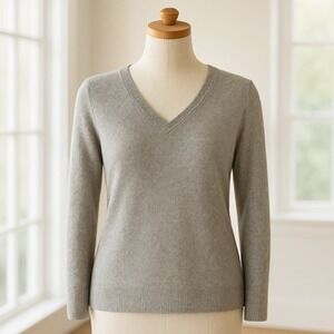 Charter Club Cashmere Sweater Cozy‎ Luxurious Warm Soft Grey Capsule Wardrobe M